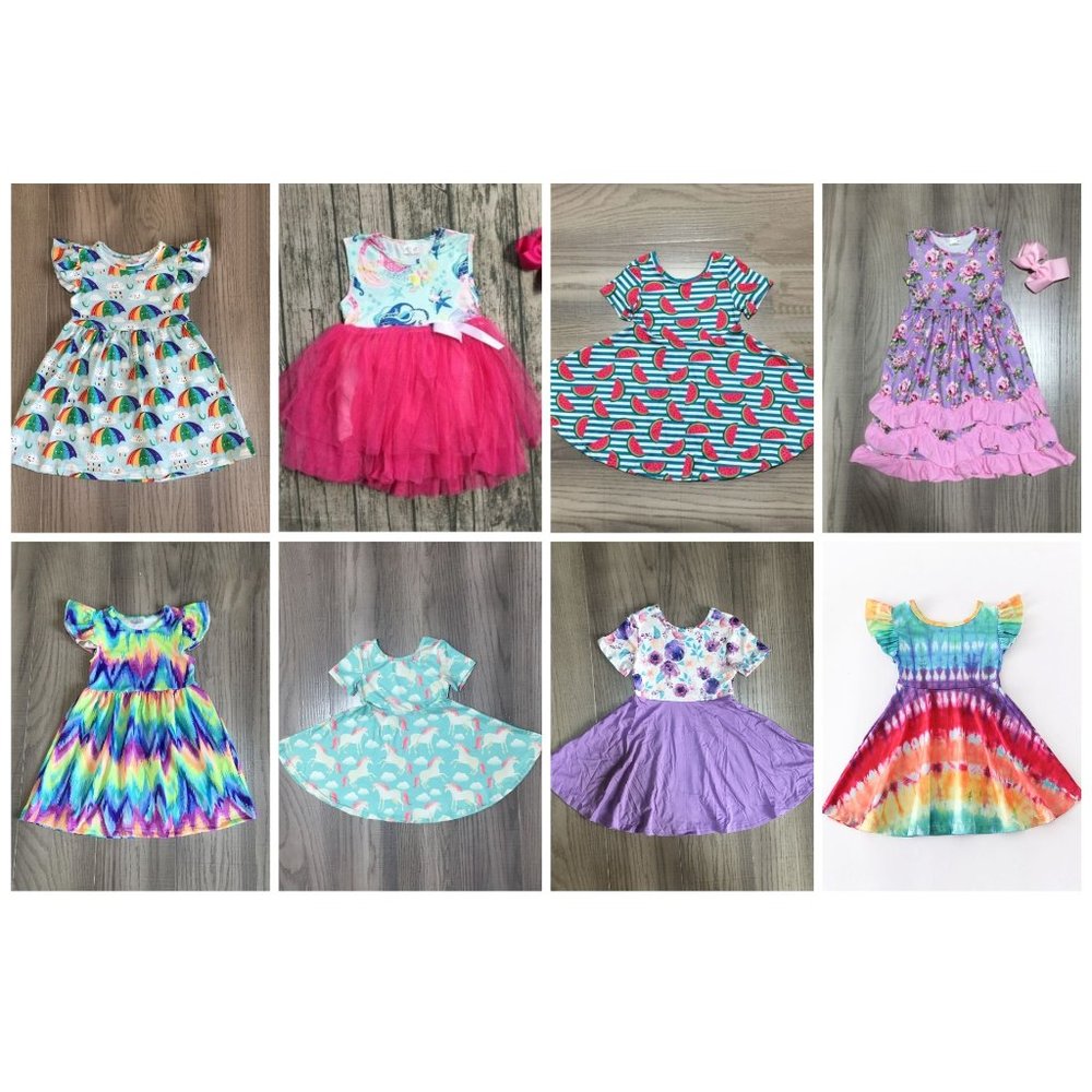 Baby Girls Boutique Dress Lot Mermaid Unicorn Tutu Tie Dye